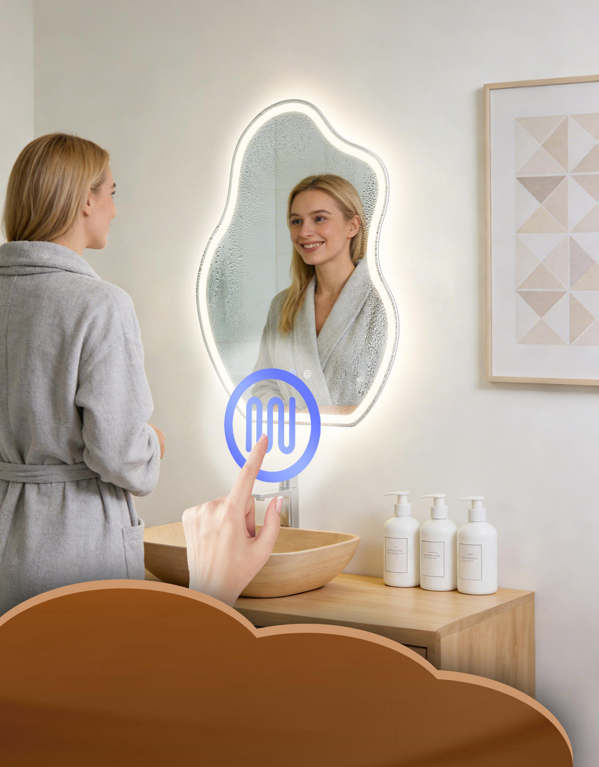 LED BADEZIMMERSPIEGEL 3.4/50/70cm - Weiß, Glas (3.4/70/50cm) - Nettlife