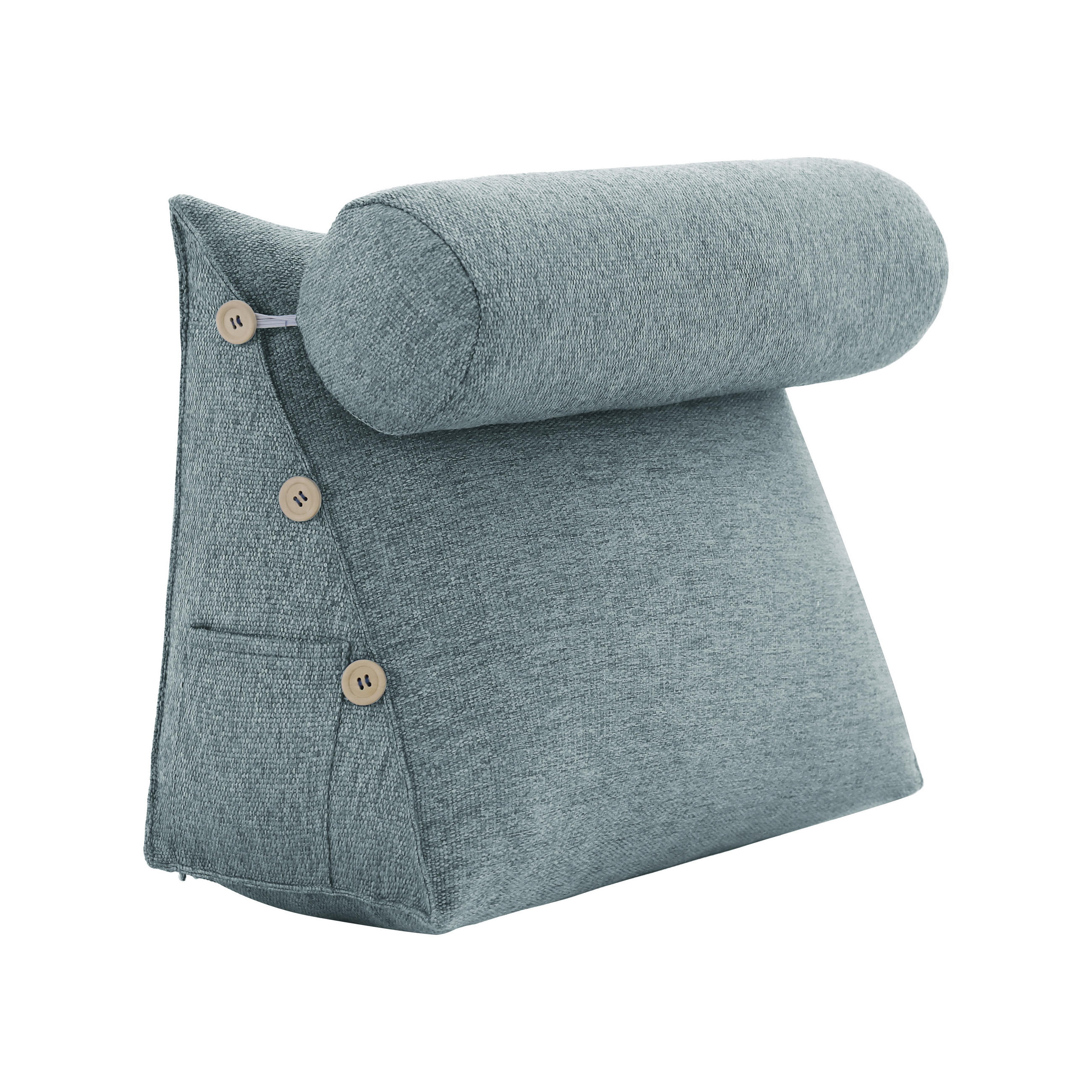 KEILKISSEN mit Nackenrolle Leinenlook Grau 60 cm - Grau, Textil (50/60cm) - Vercart