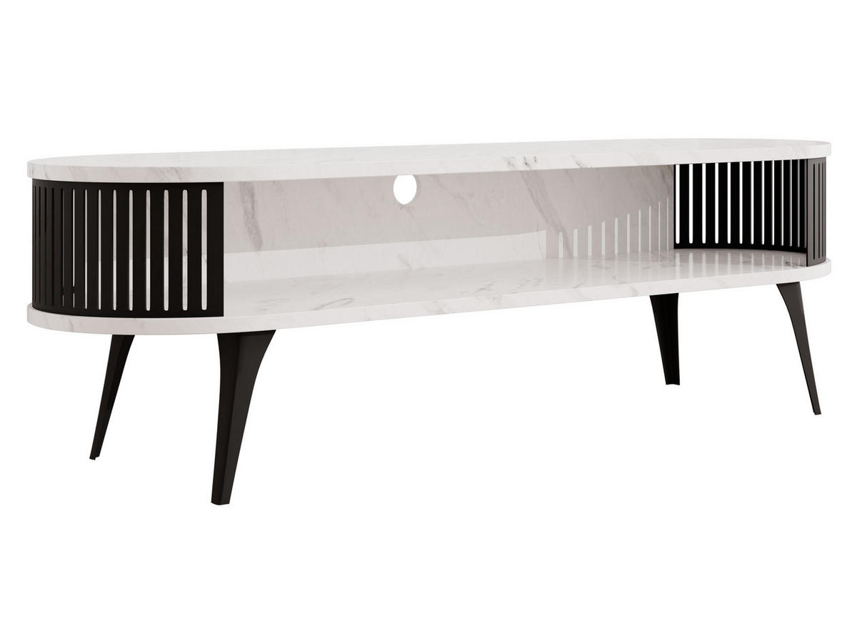TV-LOWBOARD Roenni Oval - Schwarz/Weiß, Holzwerkstoff/Metall (140/44/40cm) - MIRJAN24