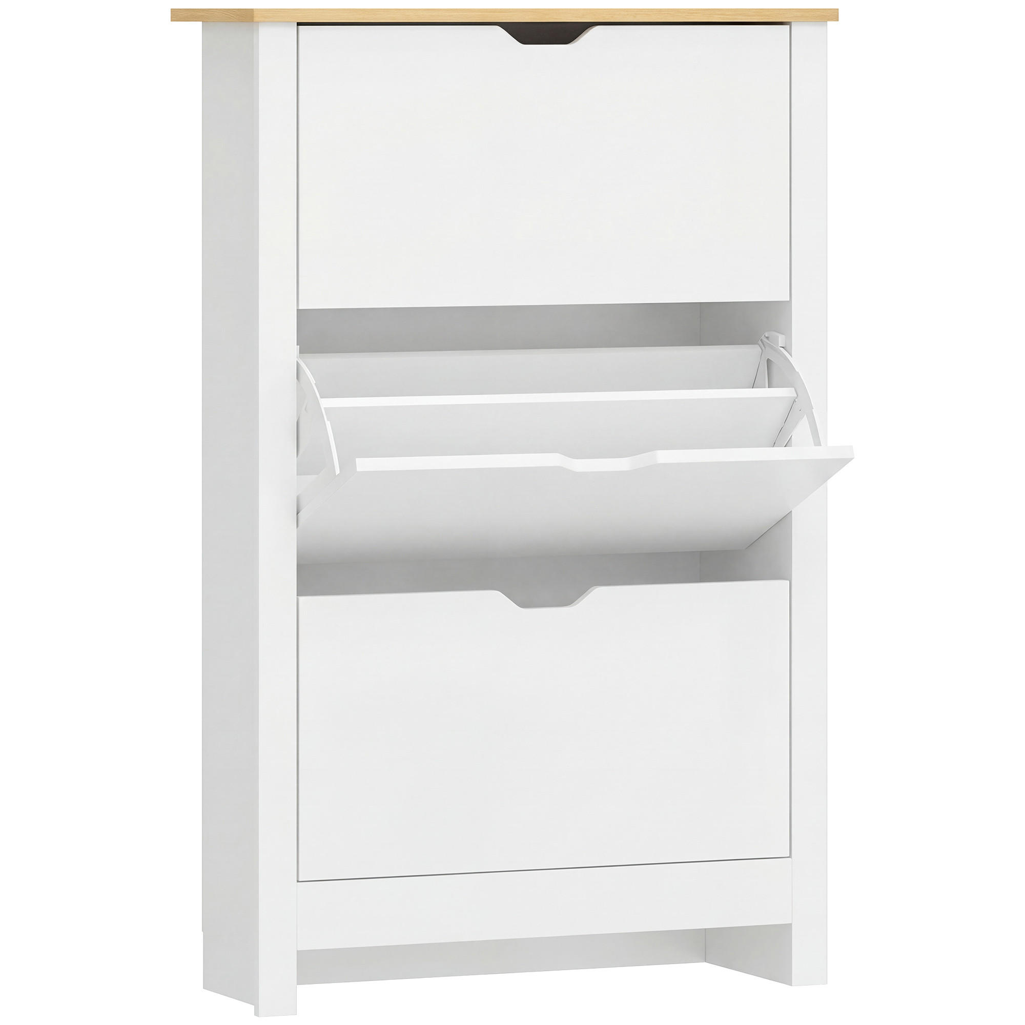 SCHUHSCHRANK Valencia Norte Weiss/Braun Robuste Spanplatte 72/26/112 cm - Weiß/Braun, Holz (72/112/26cm) - Jamb