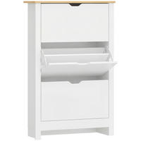SCHUHSCHRANK Valencia Norte Weiss/Braun Robuste Spanplatte 72/26/112 cm - Weiß/Braun, Holz (72/112/26cm) - Jamb