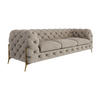 CHESTERFIELD-SOFA 3-Sitzer Lexi Dunkle Creme Samt - Goldfarben/Creme, Holz/Textil (243/75/100cm) - S-Style Möbel