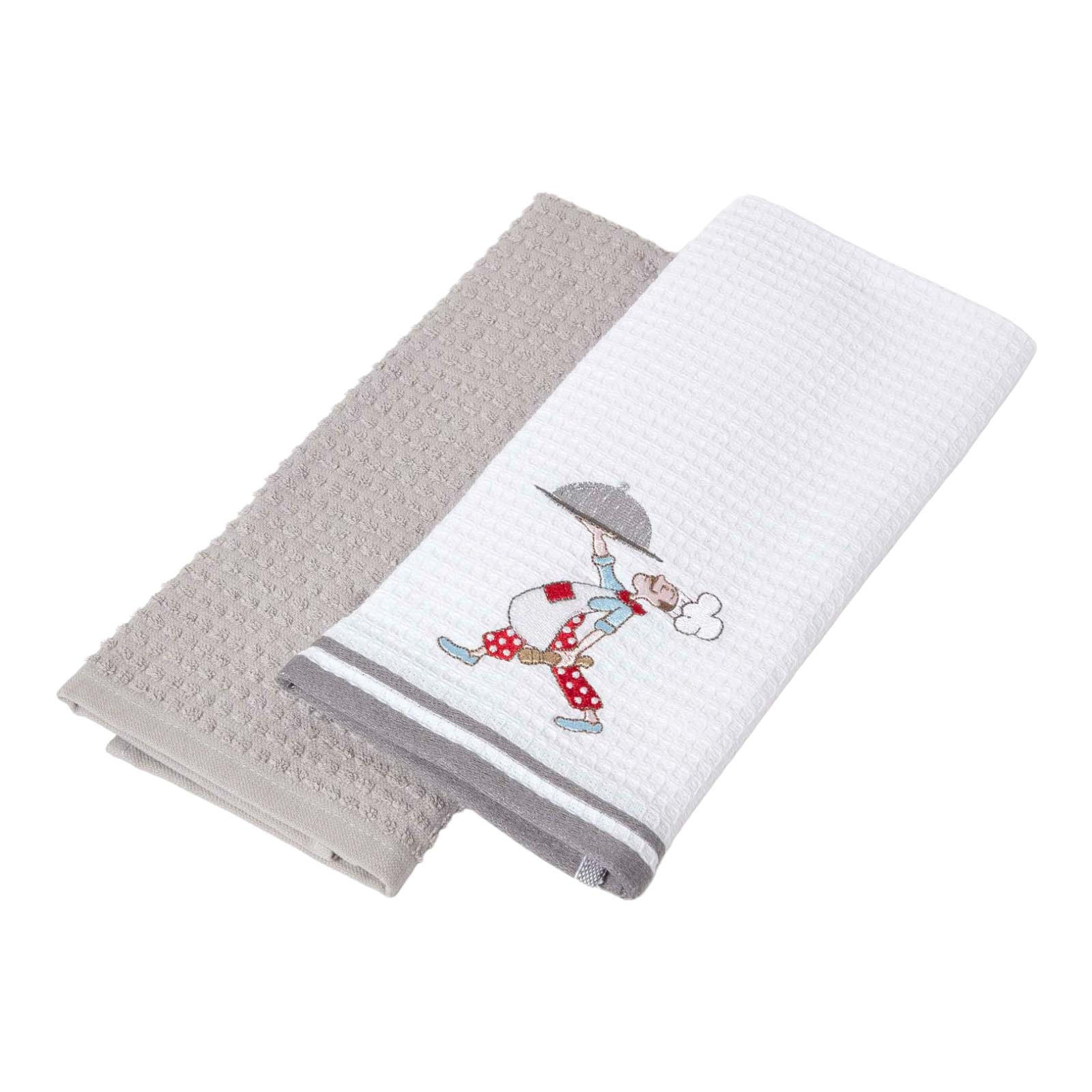 GESCHIRRTÜCHER Koch, 2er-Set Waffelpiqué, 100% Baumwolle - Grau, Textil (40/60cm) - Homescapes