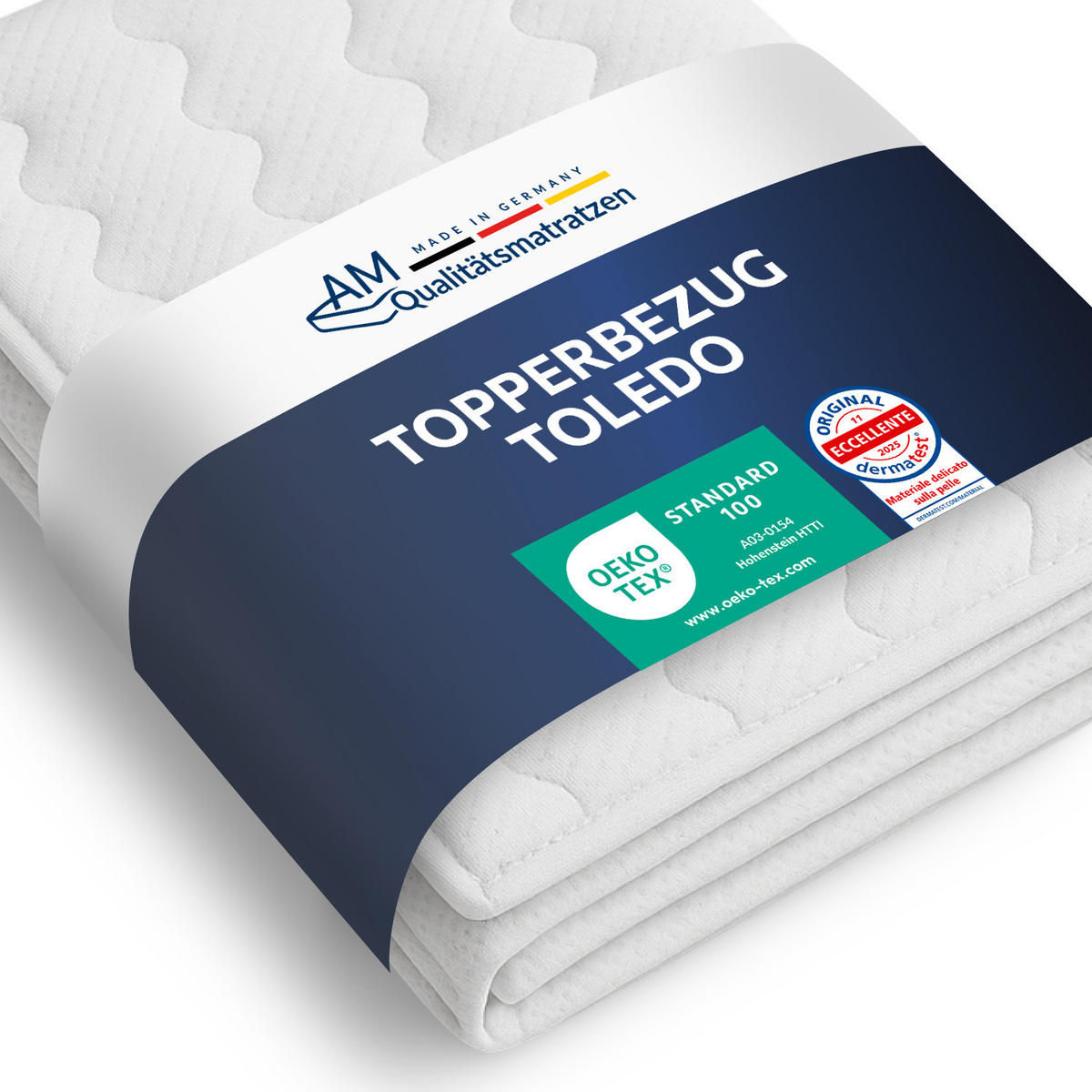 VRCHNÍ kryt Toledo 90/200cm pro výšku jádra 4-6 cm - bílá, textil (90/200cm) - AM Qualitätsmatratzen