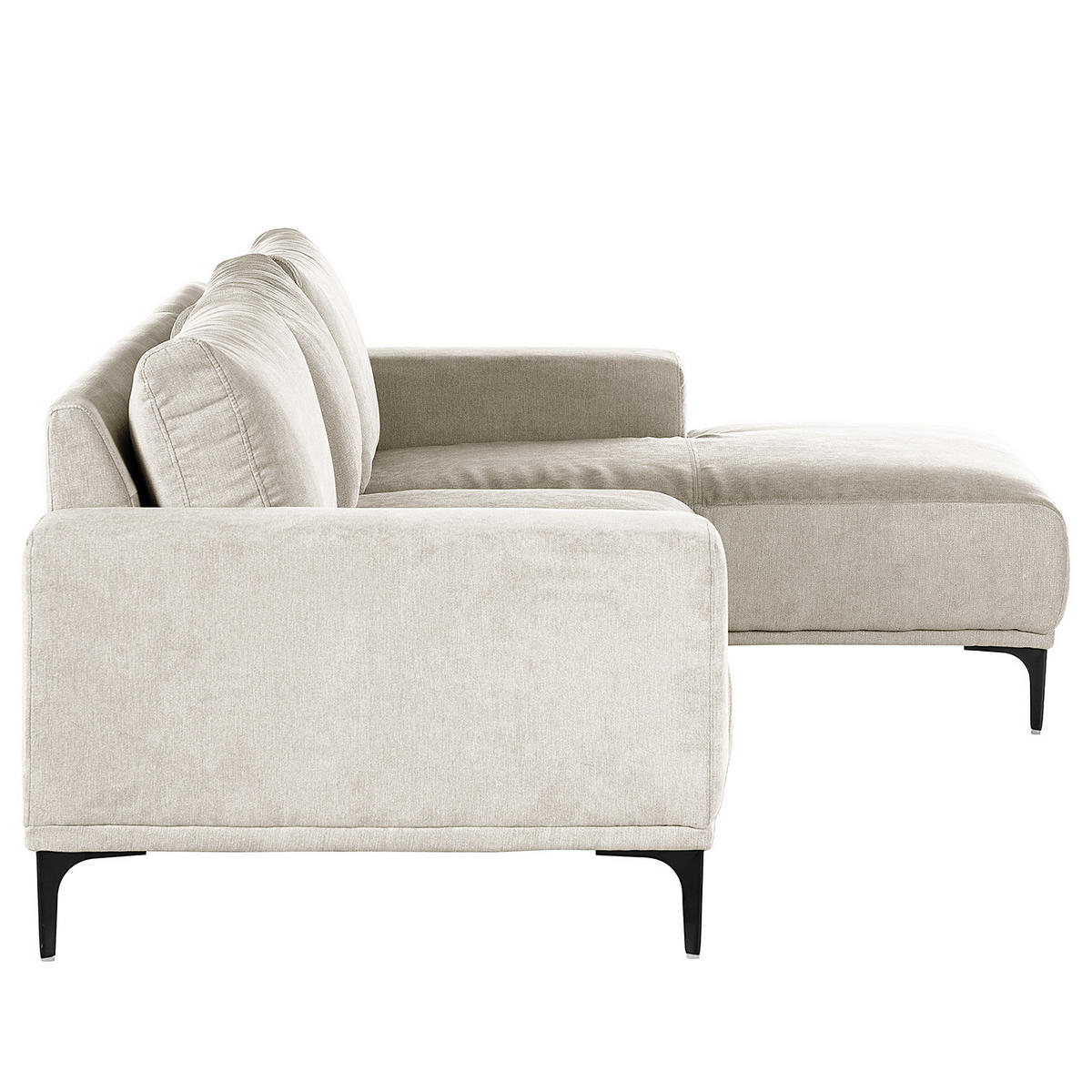 ECKSOFA - Sandfarben/Schwarz, Textil/Metall (244/150cm) - home24