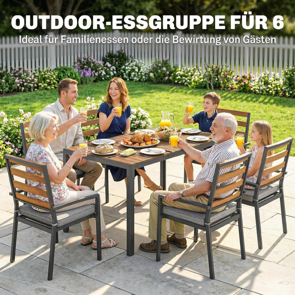 GARTENMÖBEL-SET Naturfarben 146.0/80.0/74.0cm - Naturfarben, Metall