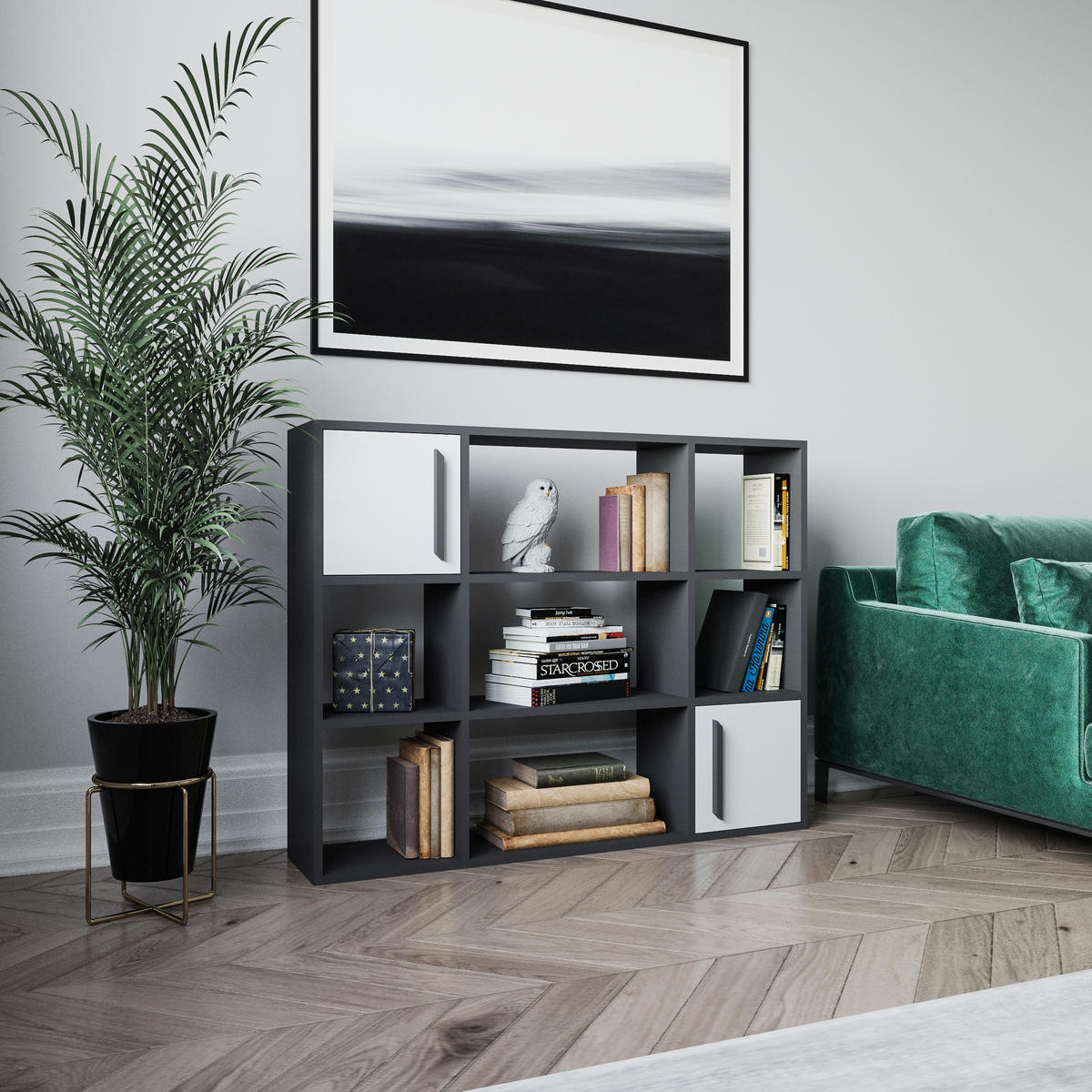 BÜCHERREGAL Randall Anthrazit Weiss - Weiß/Grau, Holzwerkstoff (25.4/94/120cm) - Decorotika
