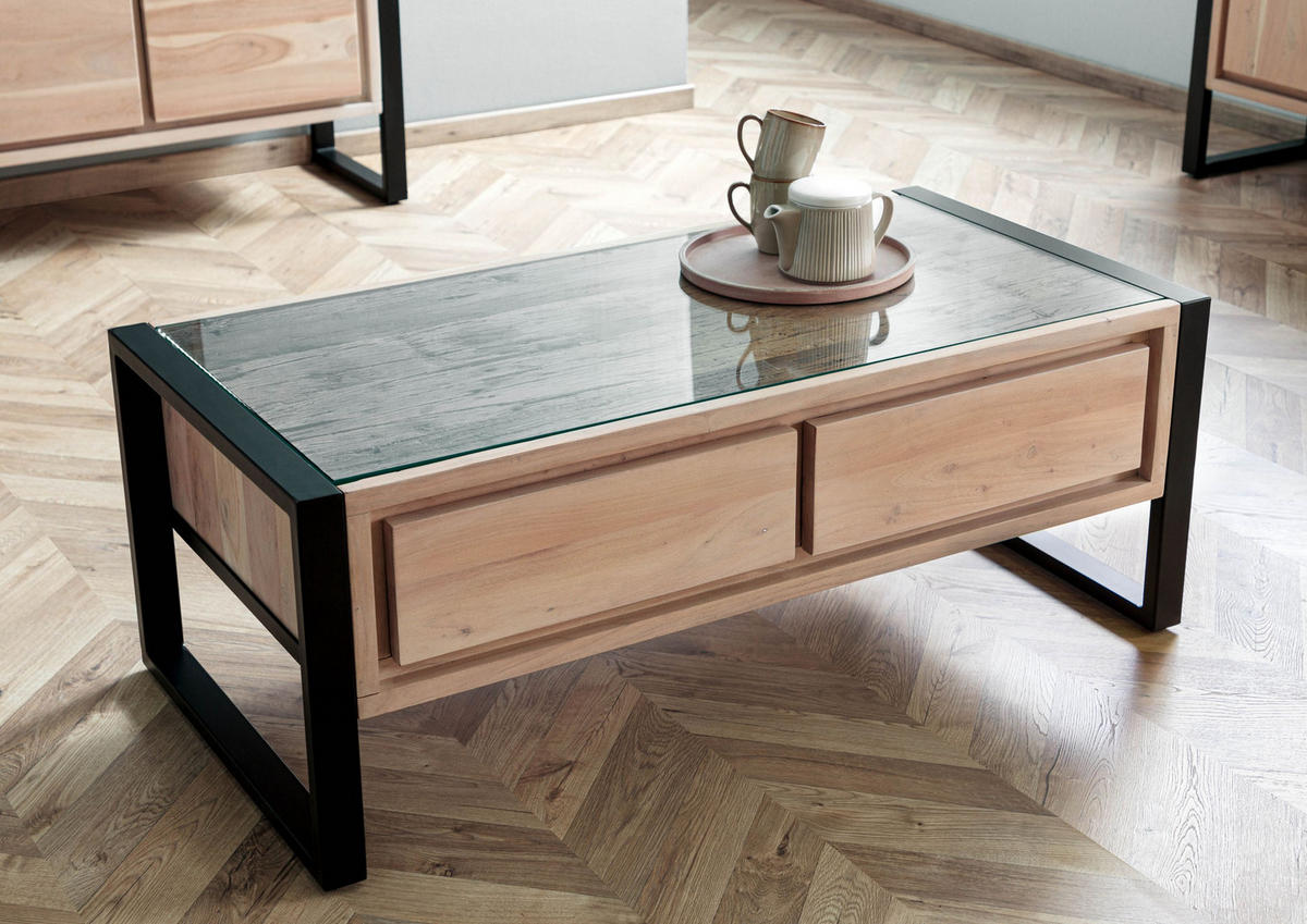 COUCHTISCH Akazie / Altholz 120x60x45 natur lackiert DENVER #120 - Naturfarben, Holz (120/60/45cm) - Massivmoebel24