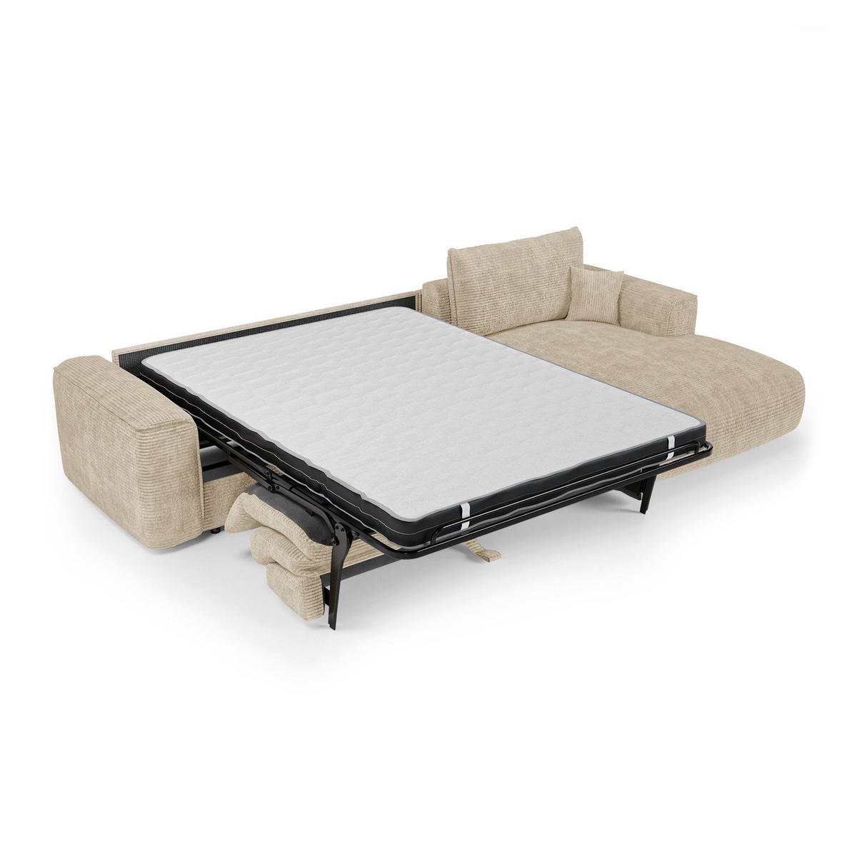ECKSOFA rechtwinklig COMO Cord Beige 300cm - Beige, Textil (300/165cm) - Premium Interiors