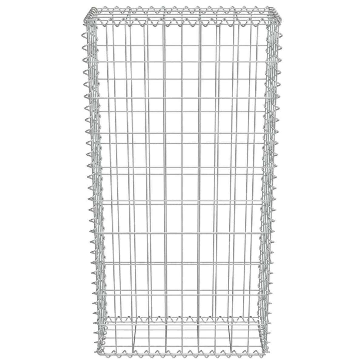GABIONENWAND Mit Abdeckung Verzinkter Stahl 50/20/100 Cm - Silberfarben, Metall (20/100cm) - vidaXL
