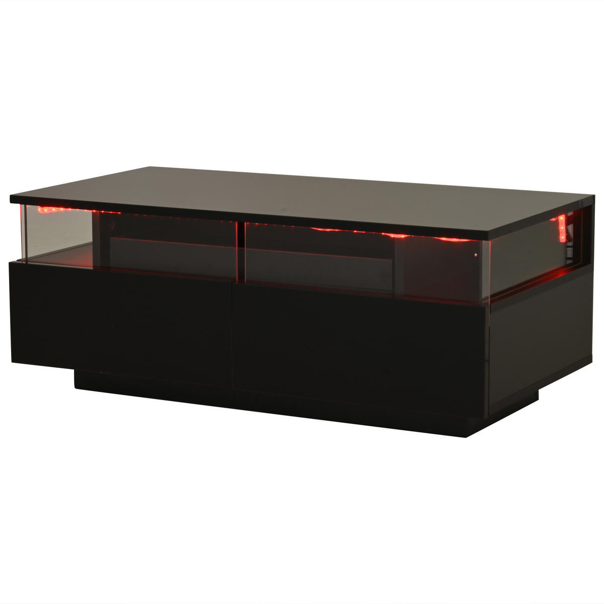 COUCHTISCH 90/45/35,5 cm Schwarz aus Holzwerkstoff mit abnehmbarem Tablett und LED-Licht - Schwarz, Holzwerkstoff (90/45/35.5cm) - OKWISH