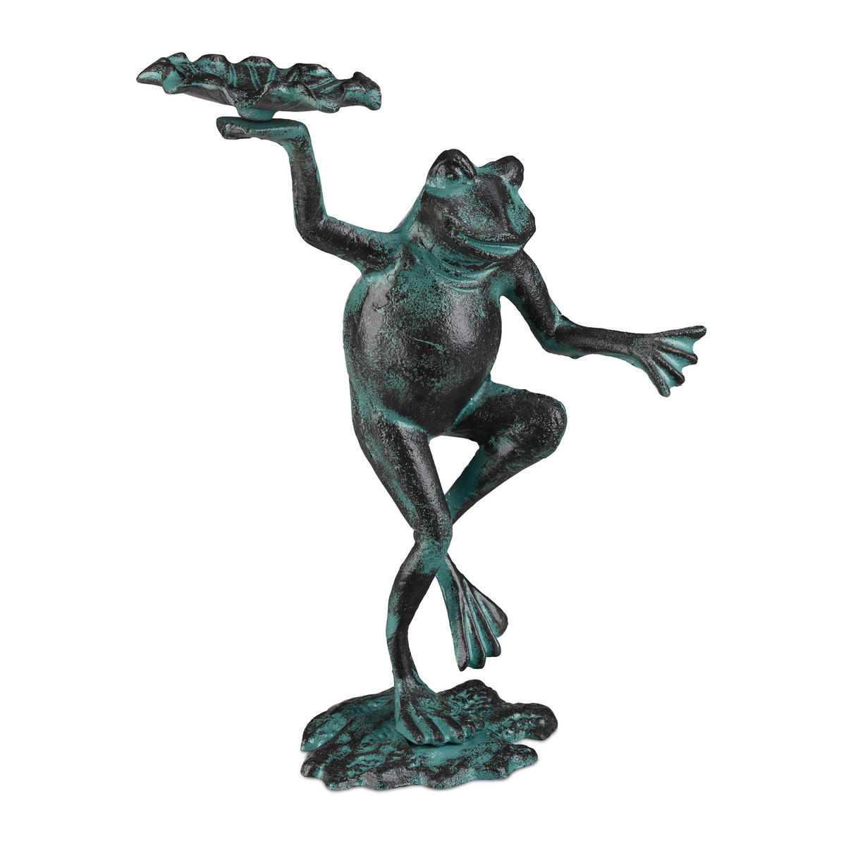 GARTENFIGUR Frosch - Dunkelgrün, Metall (22/30/10cm) - Relaxdays