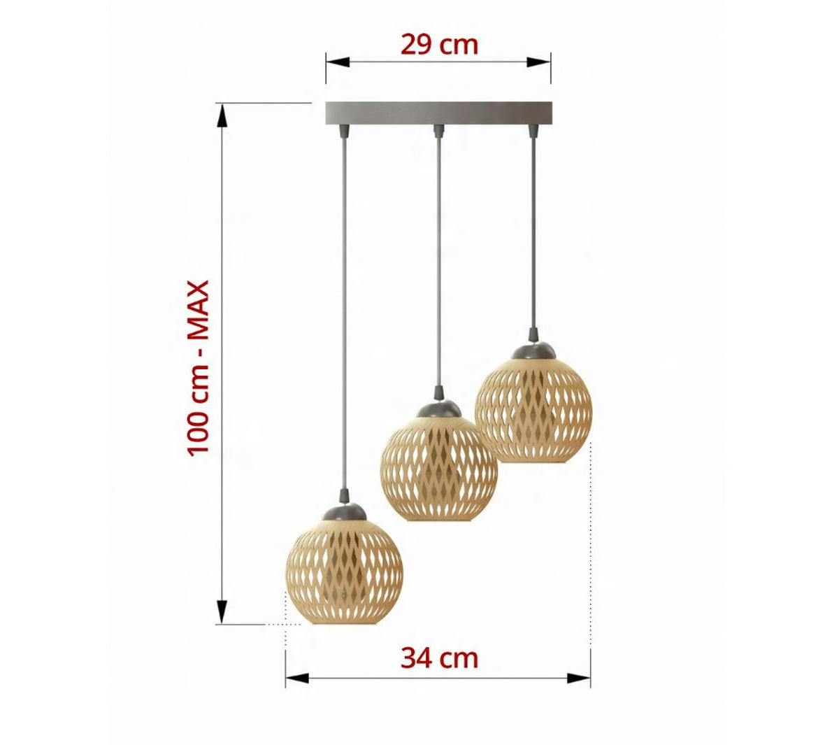 PENDELLEUCHTE BOHO - Beige/Weiß, Glas/Metall (15/34/100cm) - kiki design