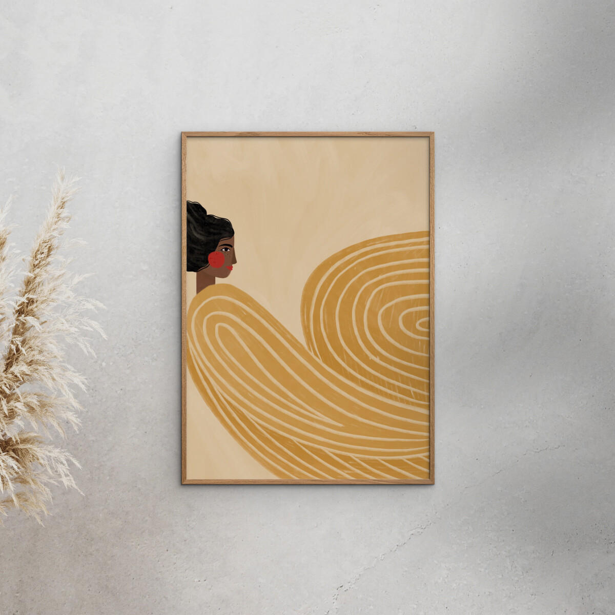 POSTER mit Rahmen Bea Muller - The Woman With the Yellow Stripes - Eichefarben/Gelb, Holz/Papier (70/100cm) - Poster&Frame