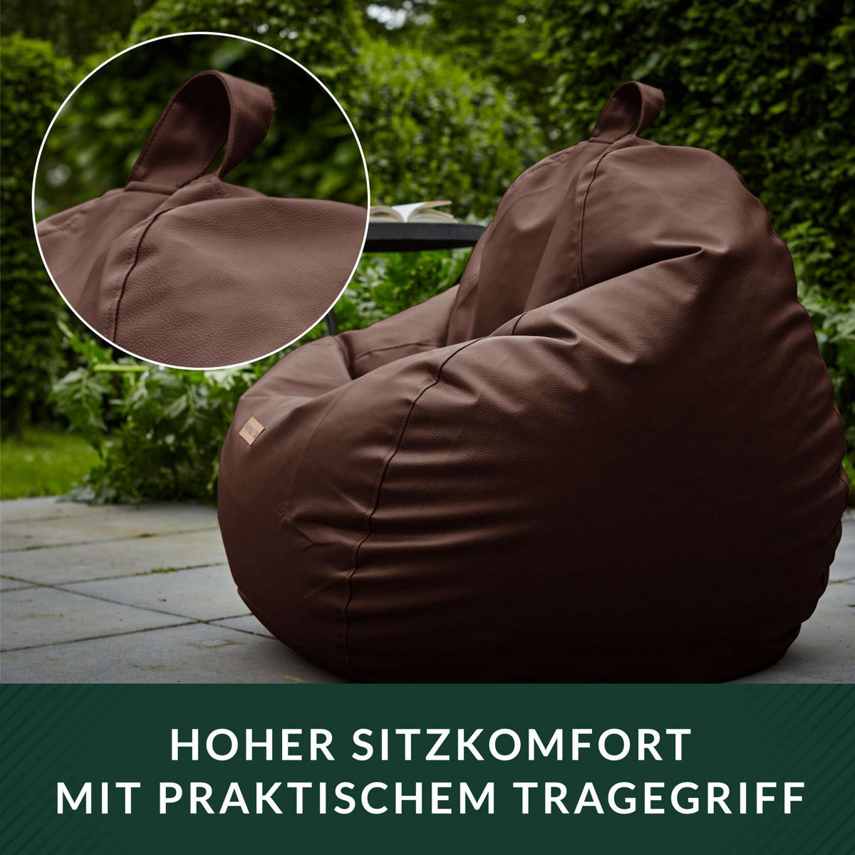 INDOOR SITZSACK Scoop Kunstleder - Dunkelbraun, Textil (90/70/70cm) - Green Bean