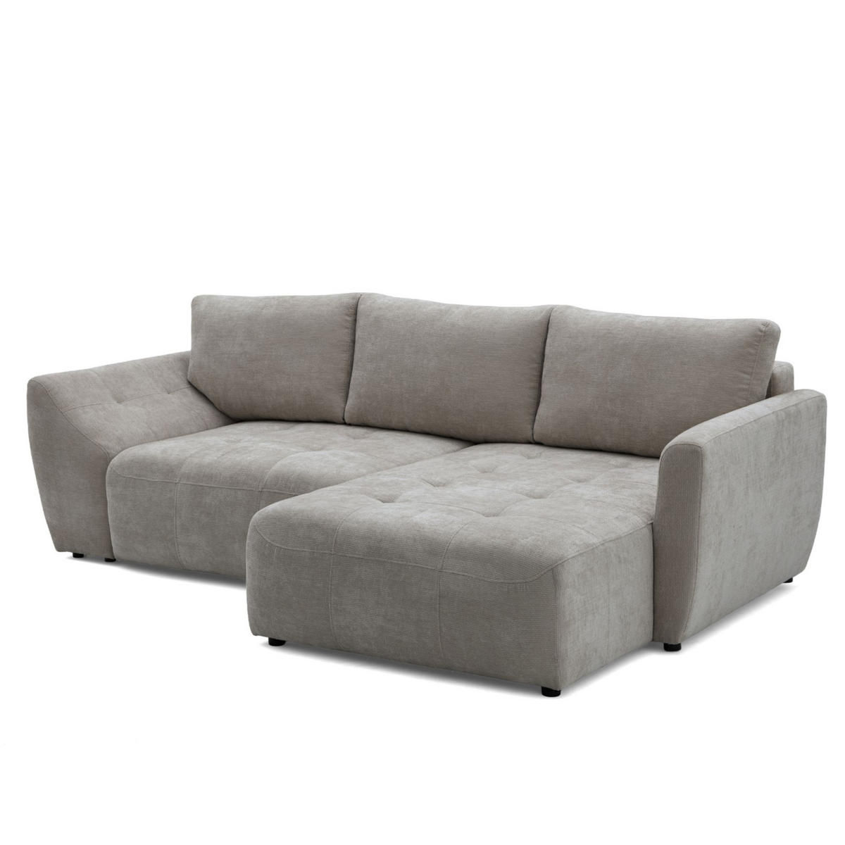 ECKSOFA NICE L Rechts mit Schlaffunktion 137x204 Chenille Grau - Schwarz/Grau, Holz/Textil (165/260cm) - Muffo