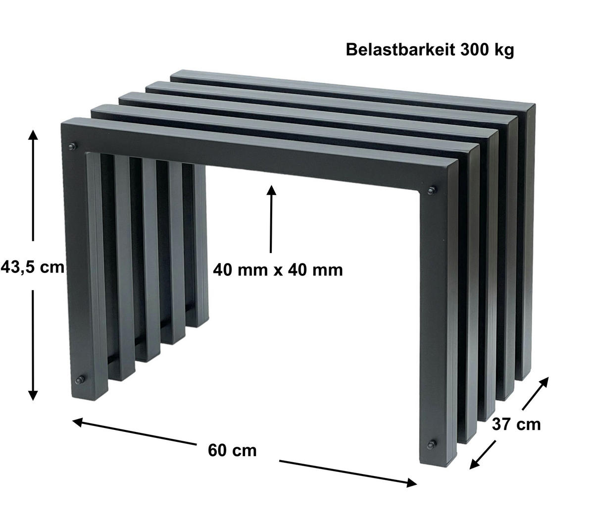 HOCKER IDA Metall Schwarz 60 cm 96446 - Schwarz, Metall (60/43.5/37cm) - DanDiBo