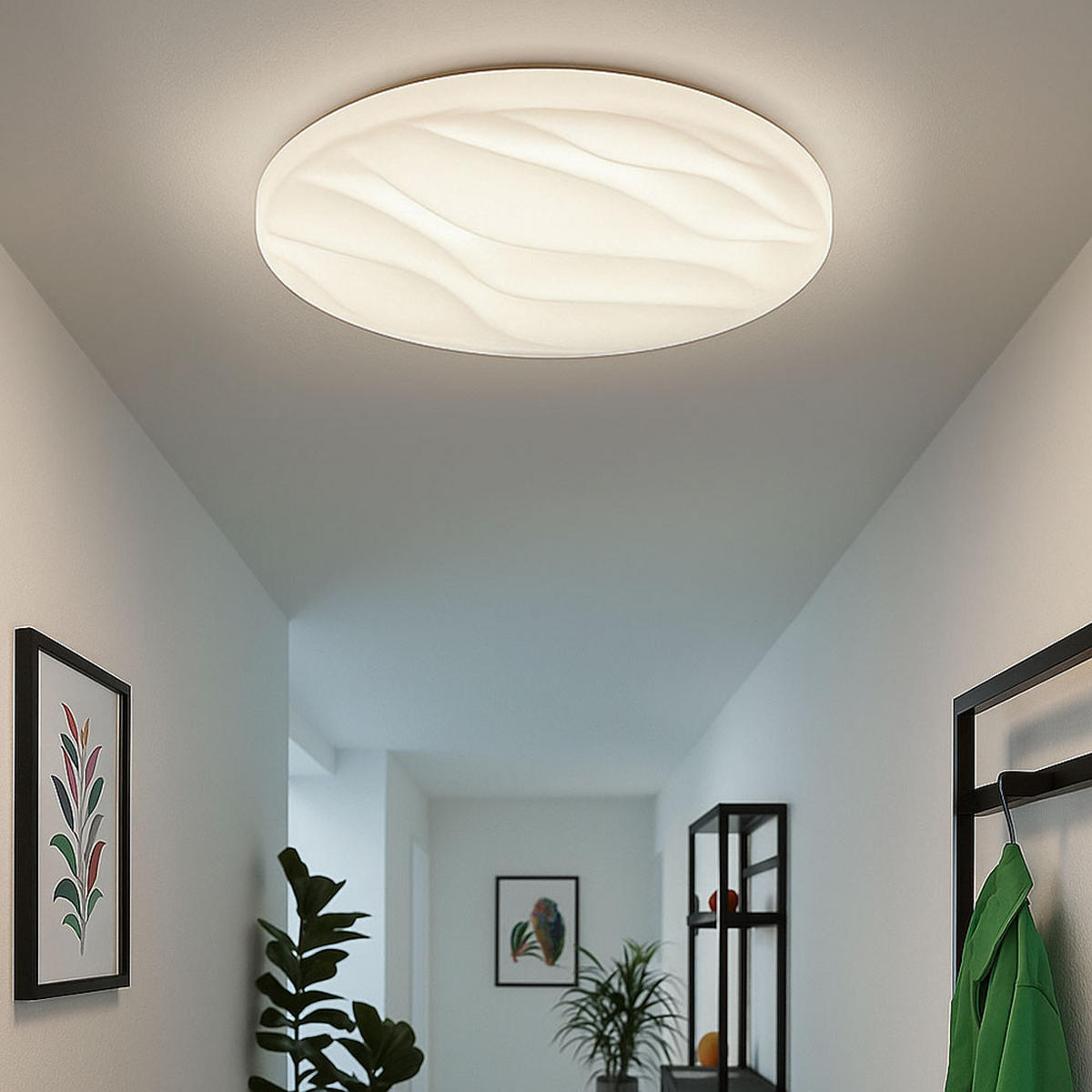 LED DECKENLEUCHTE Wellendekor Weiß - Weiß, Metall (44/44/7cm)