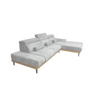 ECKSOFA MONTERO rechts, hellgrau, elektr. Sitztiefe & Kopfstützen - Hellgrau/Schwarz, Textil/Metall (316/205cm) - KS Home Concept