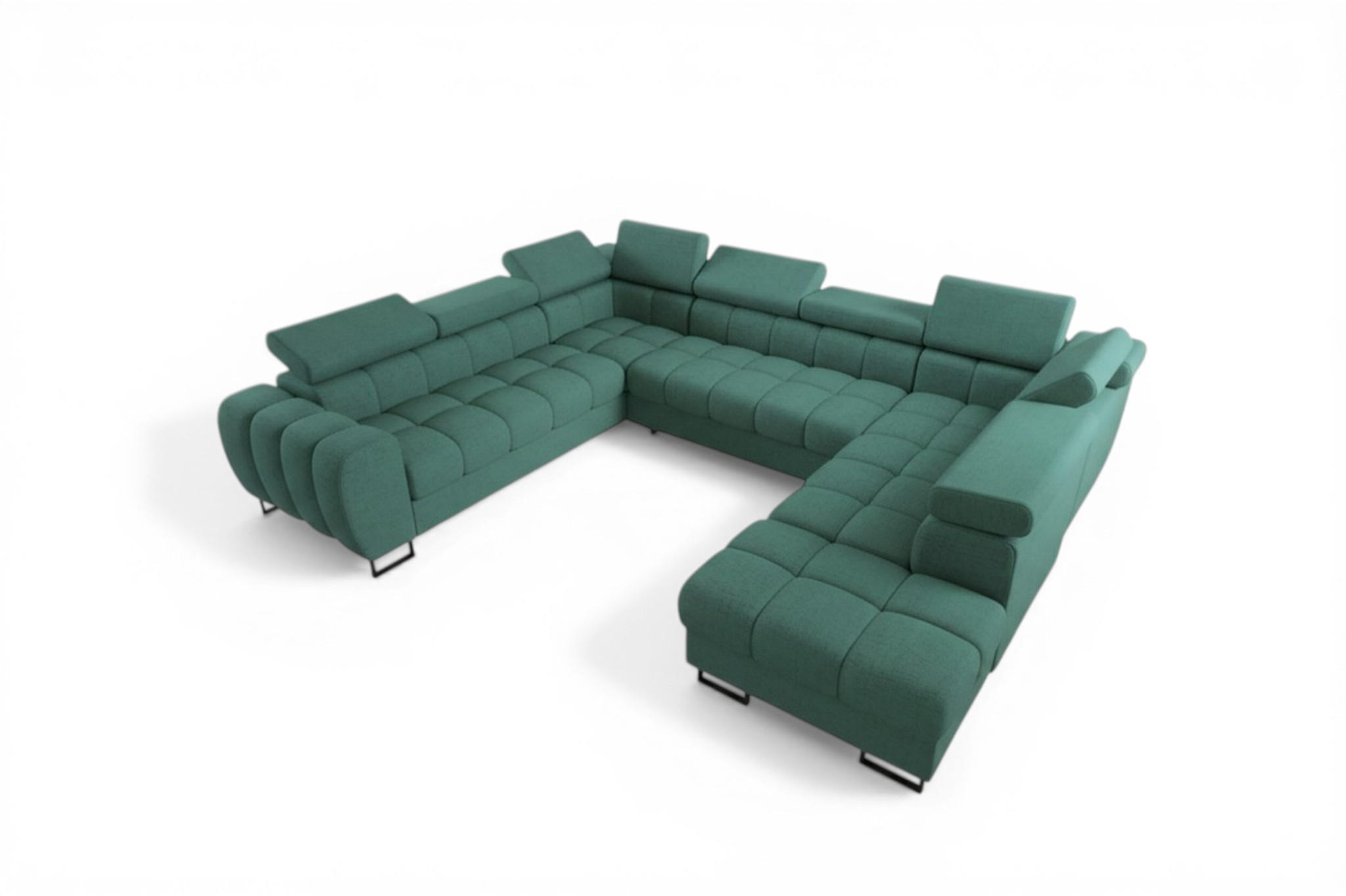WOHNLANDSCHAFT Bastien Xl - Grün, Holzwerkstoff/Textil (350/95/265cm) - Fun Möbel