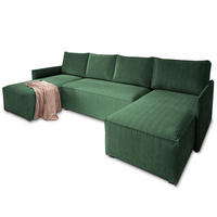 ROHOVÁ SEDAČKA TRES tmavě zelená - šedá/tmavě zelená, dřevo/textil (271/140cm) - MASSENO