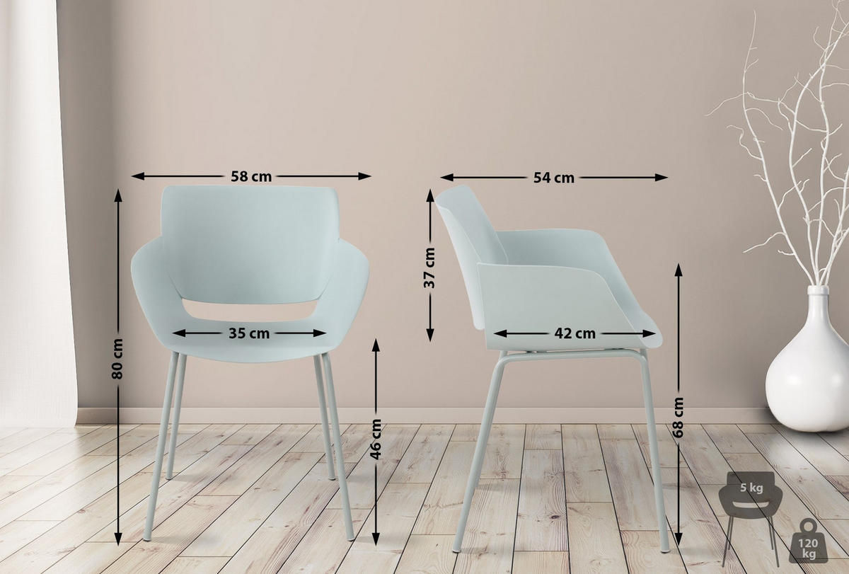 STUHL Kunststoff Türkis - Türkis, Kunststoff/Metall (58/80/54cm) - CLP