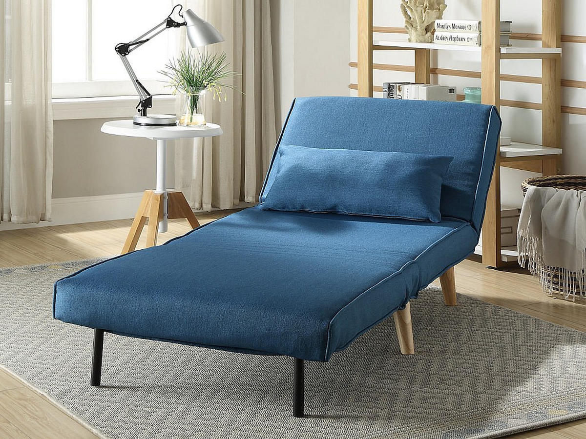 FUTONSESSEL - Stoff - Blau - POSIO - Blau, Textil (74/75/78cm) - Vente-Unique