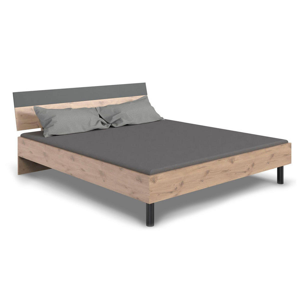 SCHLAFZIMMER SET Budapest 3-teilig Viking Oak / graphit 241 / 210 / 81cm - Schwarz/Braun, Holz/Holzwerkstoff (180/200cm) - Wimex