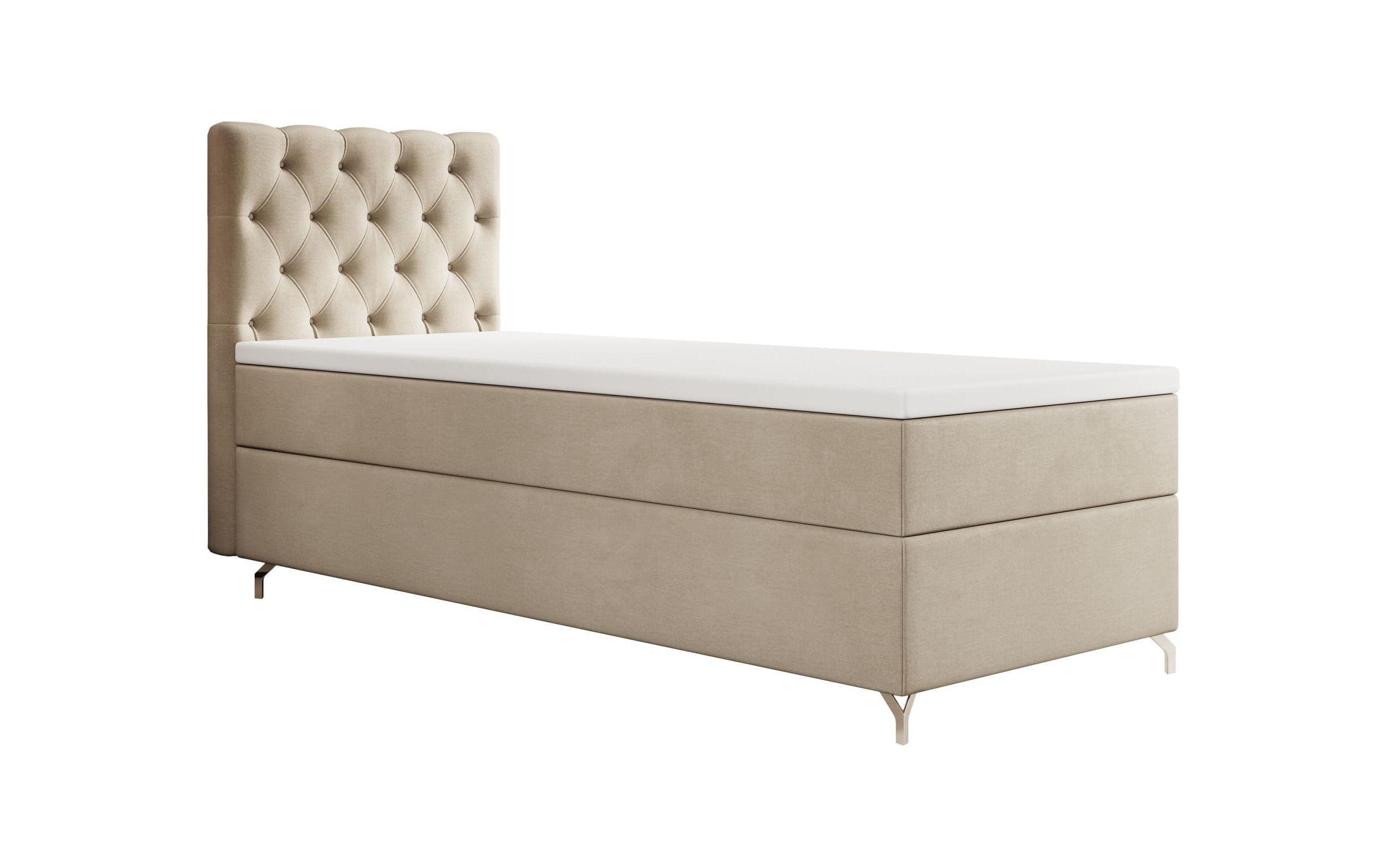 BOXBETT CHESTER P mit Matratze H3, Bonell und Topper 100x200 Monolith 02 - Beige, Textil (100/200cm) - Bedante