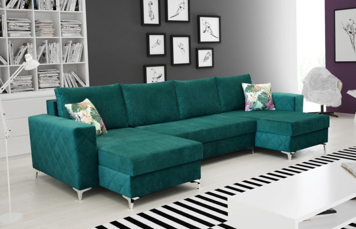 ECKSOFA Grün BIS Mit Schlaffunktion - Grün, Textil (307/145cm) - Sepro Meble