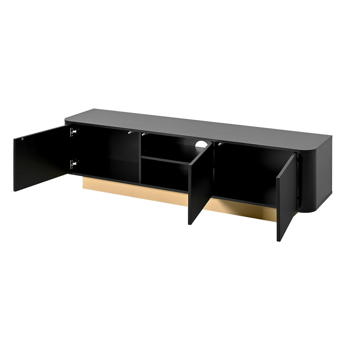 TV-ELEMENT 170/40.5/47 cm Schwarz mit Stauraum - Schwarz, Holz (170/47/40.5cm) - Oxeza