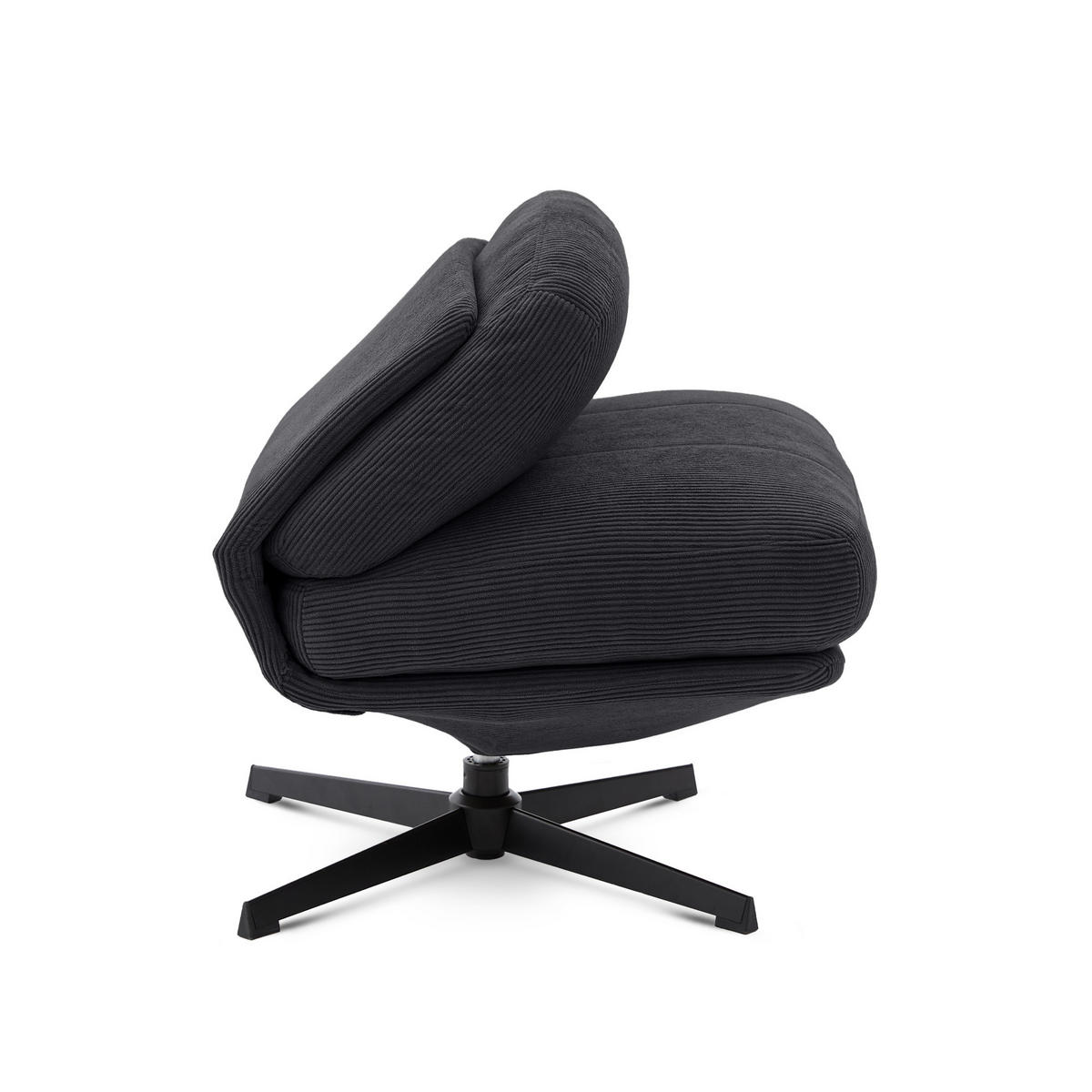 DREHSESSEL Lena aus moderner Cord anthrazitfarbenem - Schwarz/Grau, Textil/Metall (67/80/78cm) - Sicaan