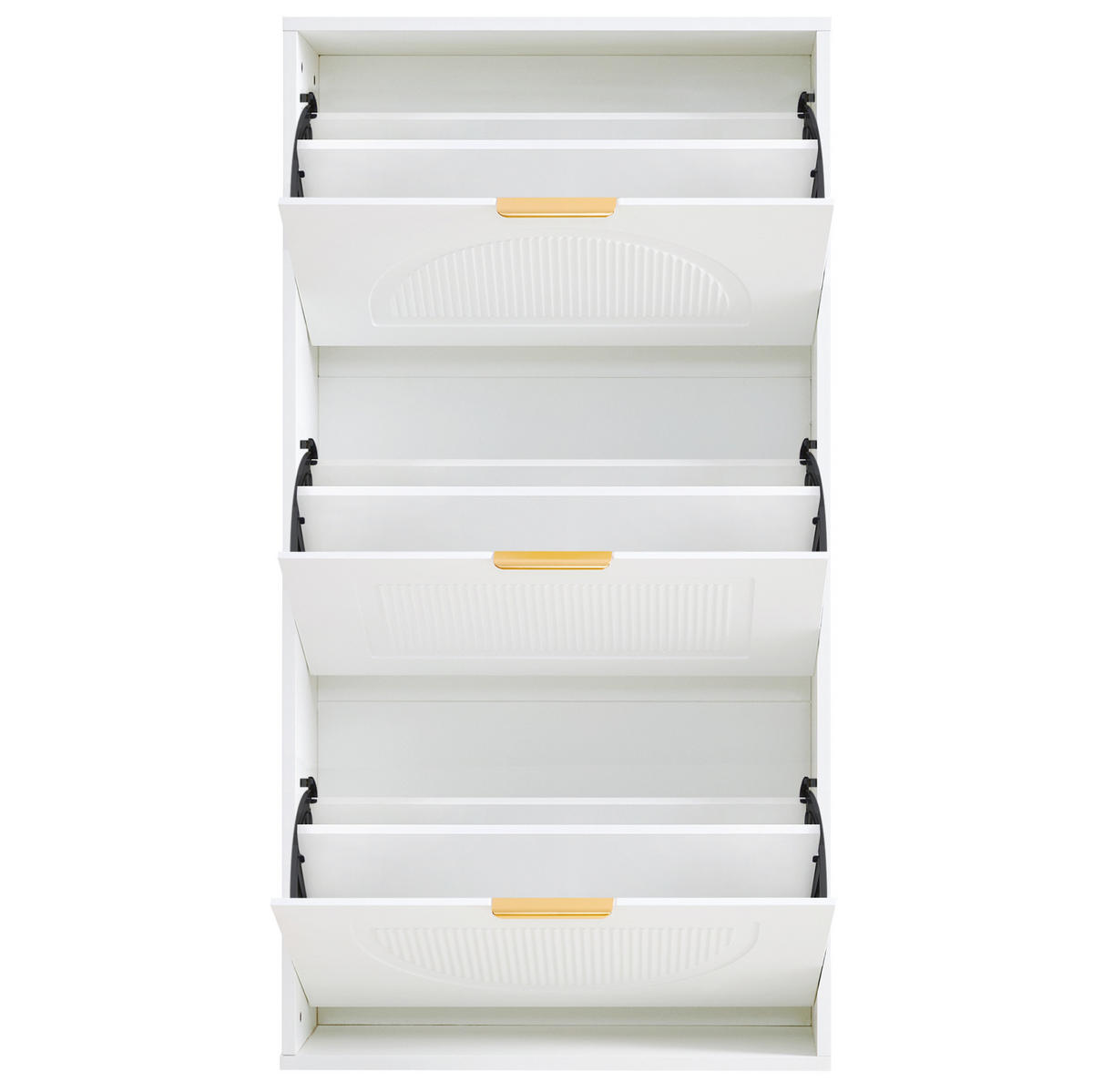 SCHUHSCHRANK 24/60/114 cm mit 3 Klappen, verstellbaren Einlegeböden und Kippsicherung, MDF/Holzwerkstoff, Weiß - Weiß, Holzwerkstoff (60/114/24cm) - Redom