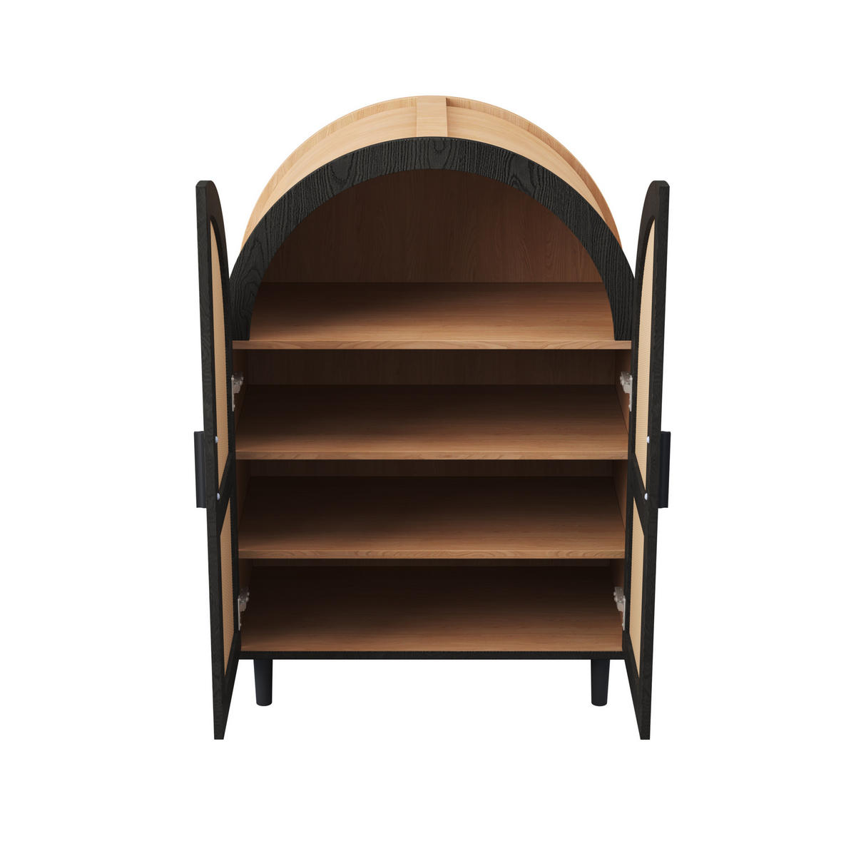 SCHUHSCHRANK mit Rattantüren 70 x 40 x 100 cm Natural Black - Schwarz, Holzwerkstoff (40/100/70cm) - Beauniv