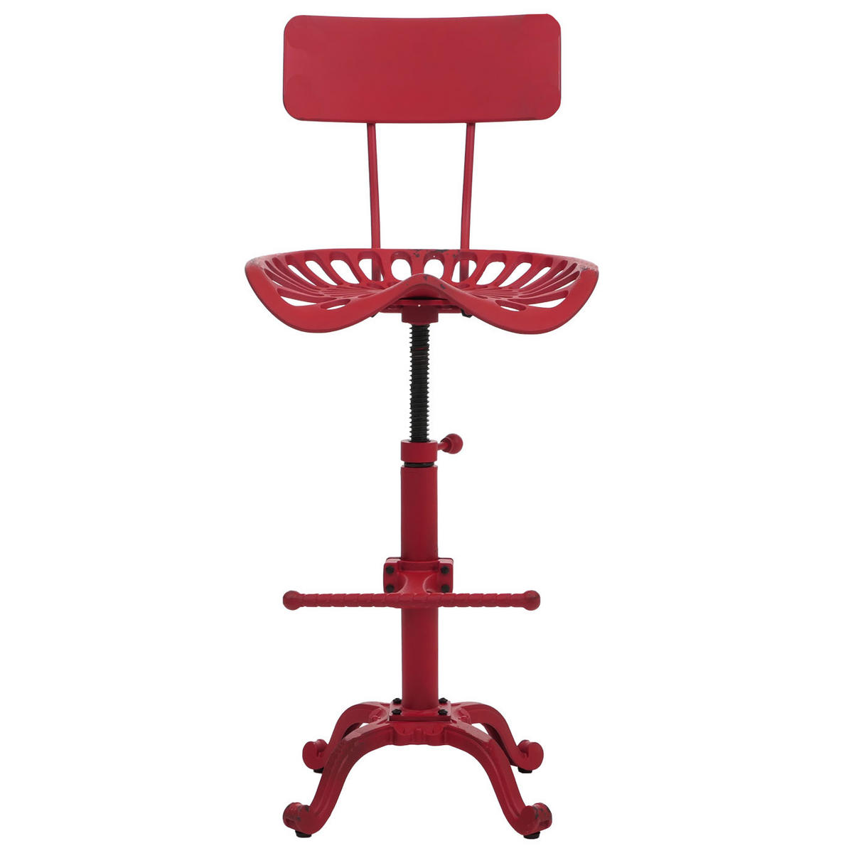 BARHOCKER Sitzhöhe 50-64cm höhenverstellbar drehbar Fußablage Metall Rot - Rot, Metall (44/89/36cm) - PROREGAL