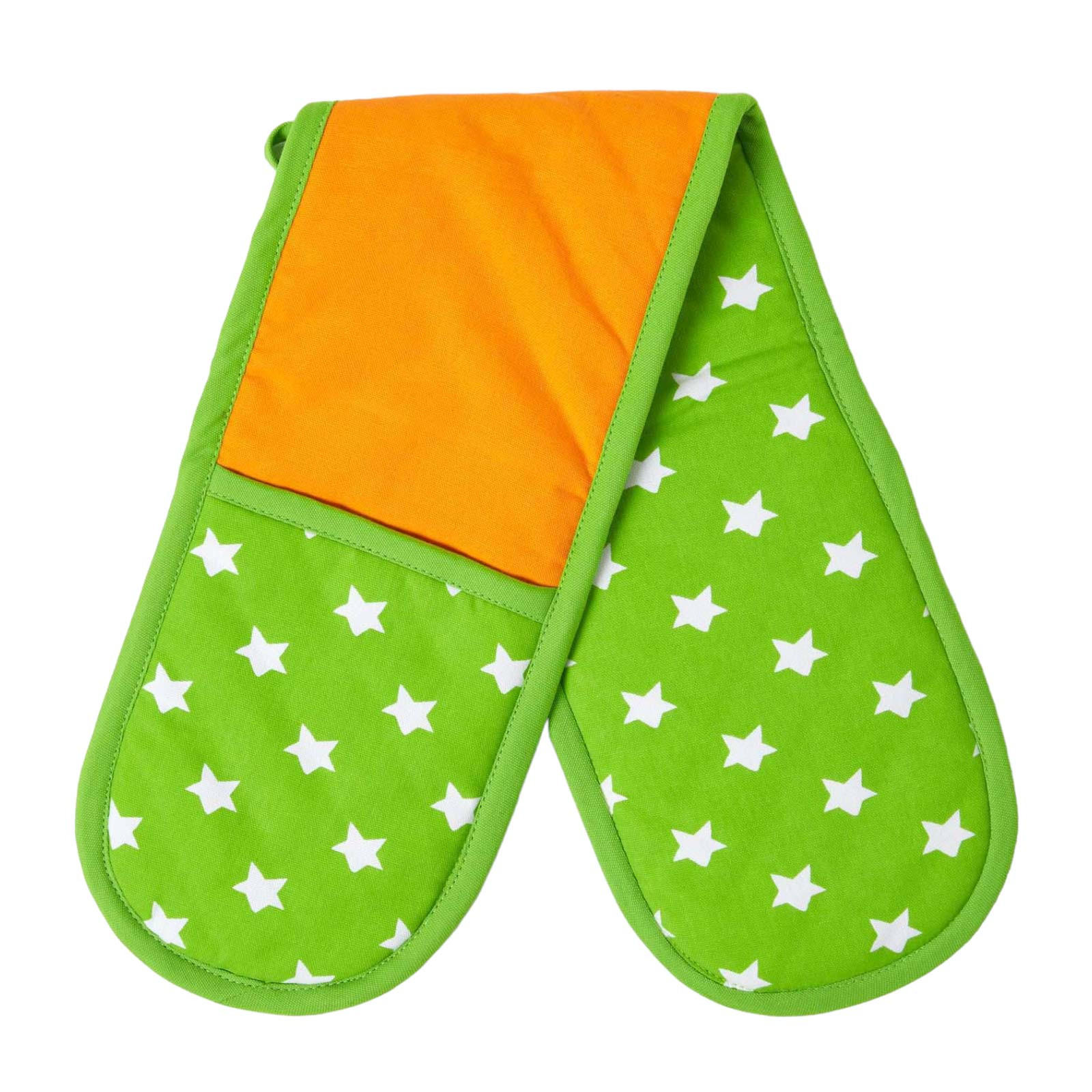 DOPPEL-OFENHANDSCHUH Sterne 18/84 cm, Baumwolle wattiert - Orange, Textil (18/84cm) - Homescapes
