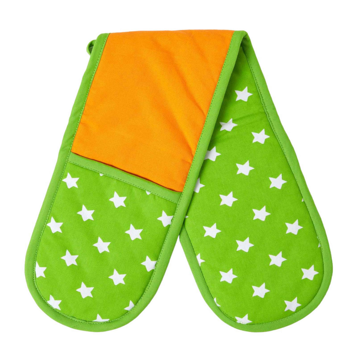 DOPPEL-OFENHANDSCHUH Sterne 18/84 cm, Baumwolle wattiert - Orange, Textil (18/84cm) - Homescapes