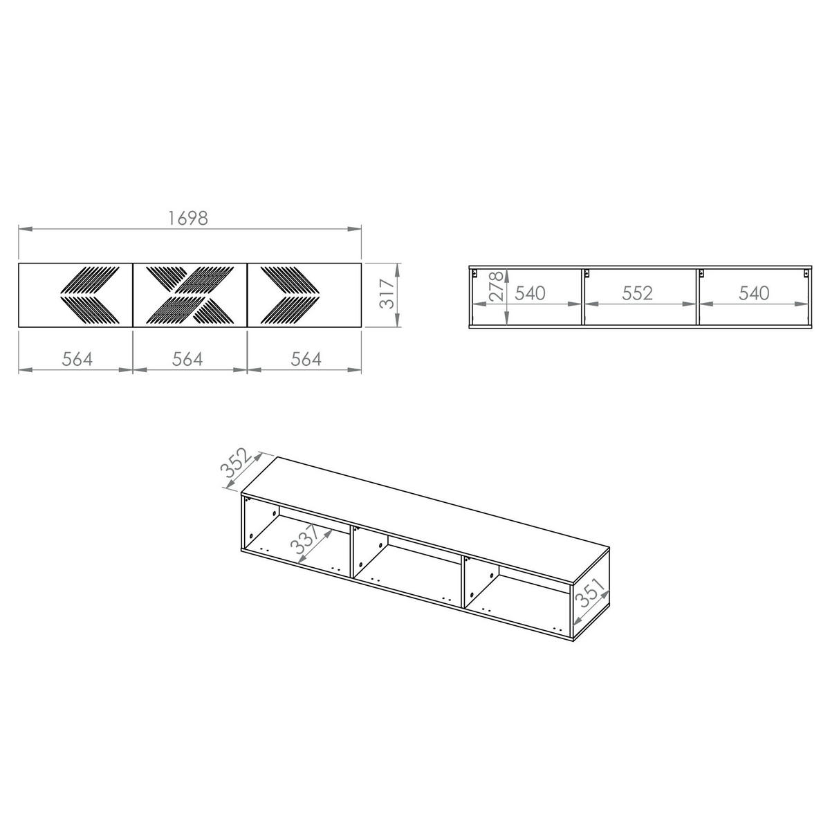 TV-MÖBEL NEBRO - Weiß, Holzwerkstoff (170/32/37cm) - KONSIMO®