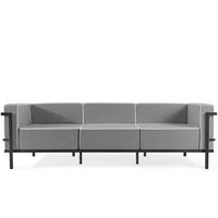 GARTENSOFA TRIGLO 3-Personen, Stahlrahmen, Modern, Dunkelgrau - Dunkelgrau/Schwarz, Textil/Metall (229/70/69cm) - KONSIMO®