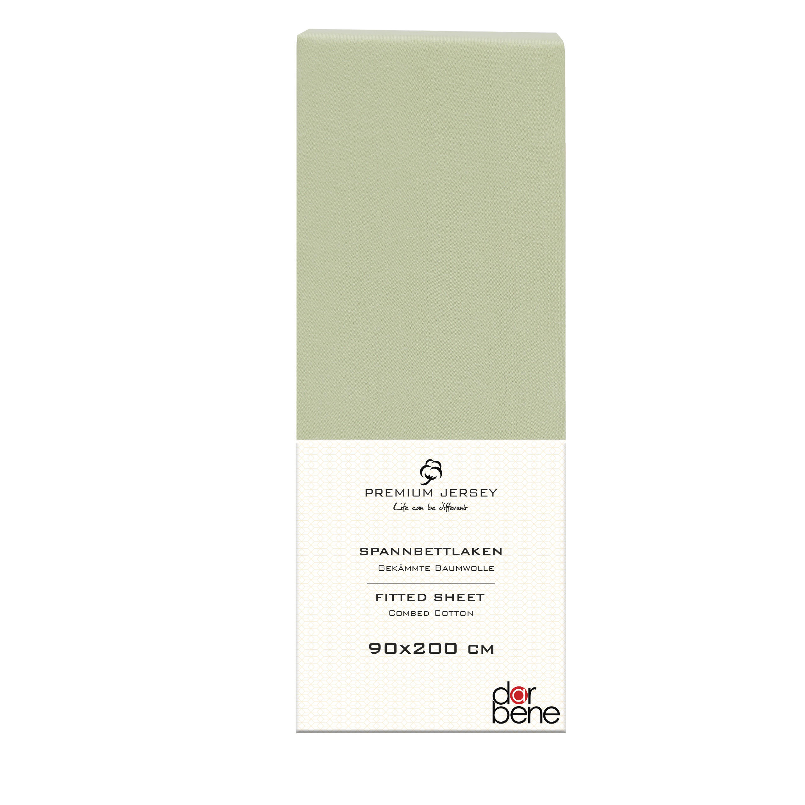 SPANNBETTLAKEN Premium Jersey Baumwolle - Hellgrün, Naturmaterialien (90/200cm) - DarBene