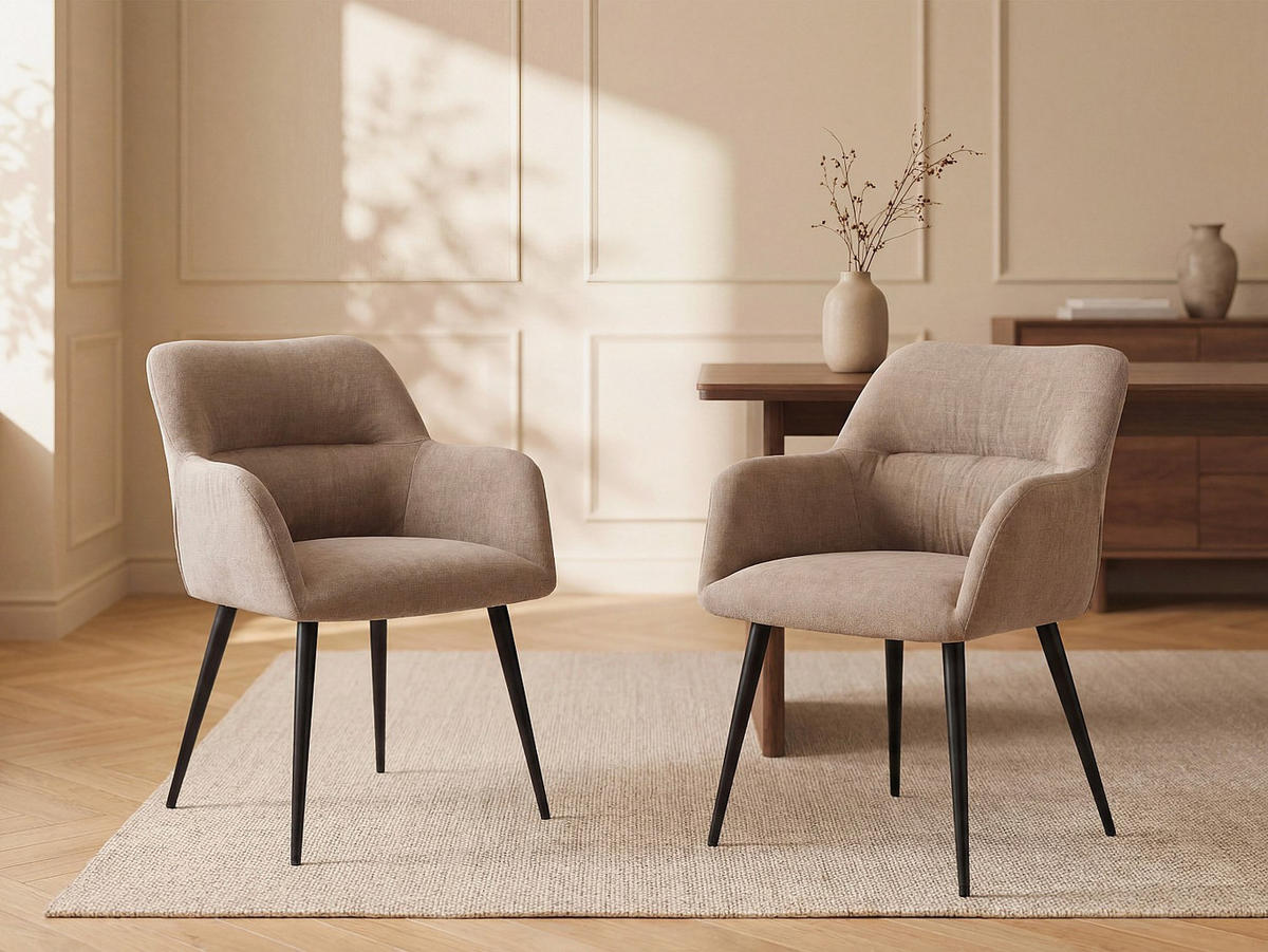 STUHL - 59.5 cm x 61 cm - Stoff - Beige - HEKA - Beige, Textil (59.5/78/61cm) - Vente-Unique