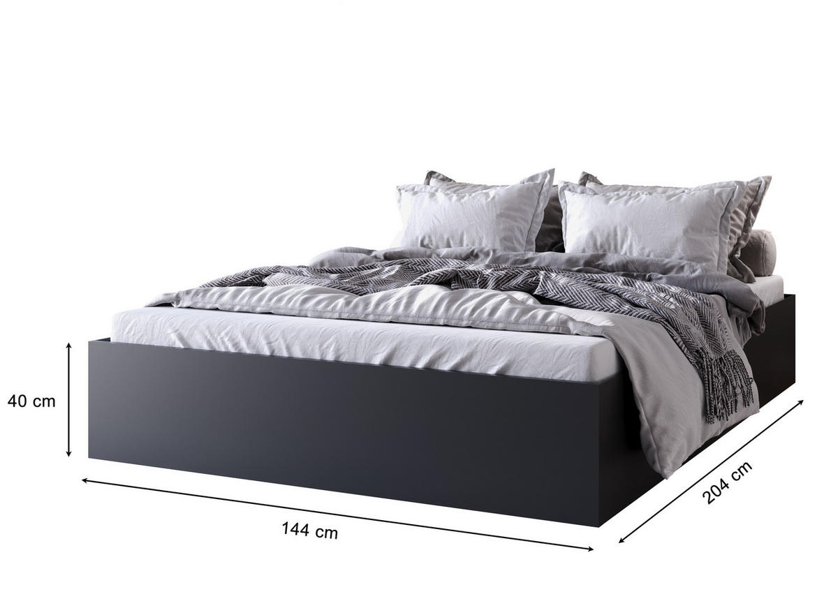 BETT Schwarz MOND Mit Matratze 140x200 cm - Schwarz, Textil (140/200cm) - Sepro Meble