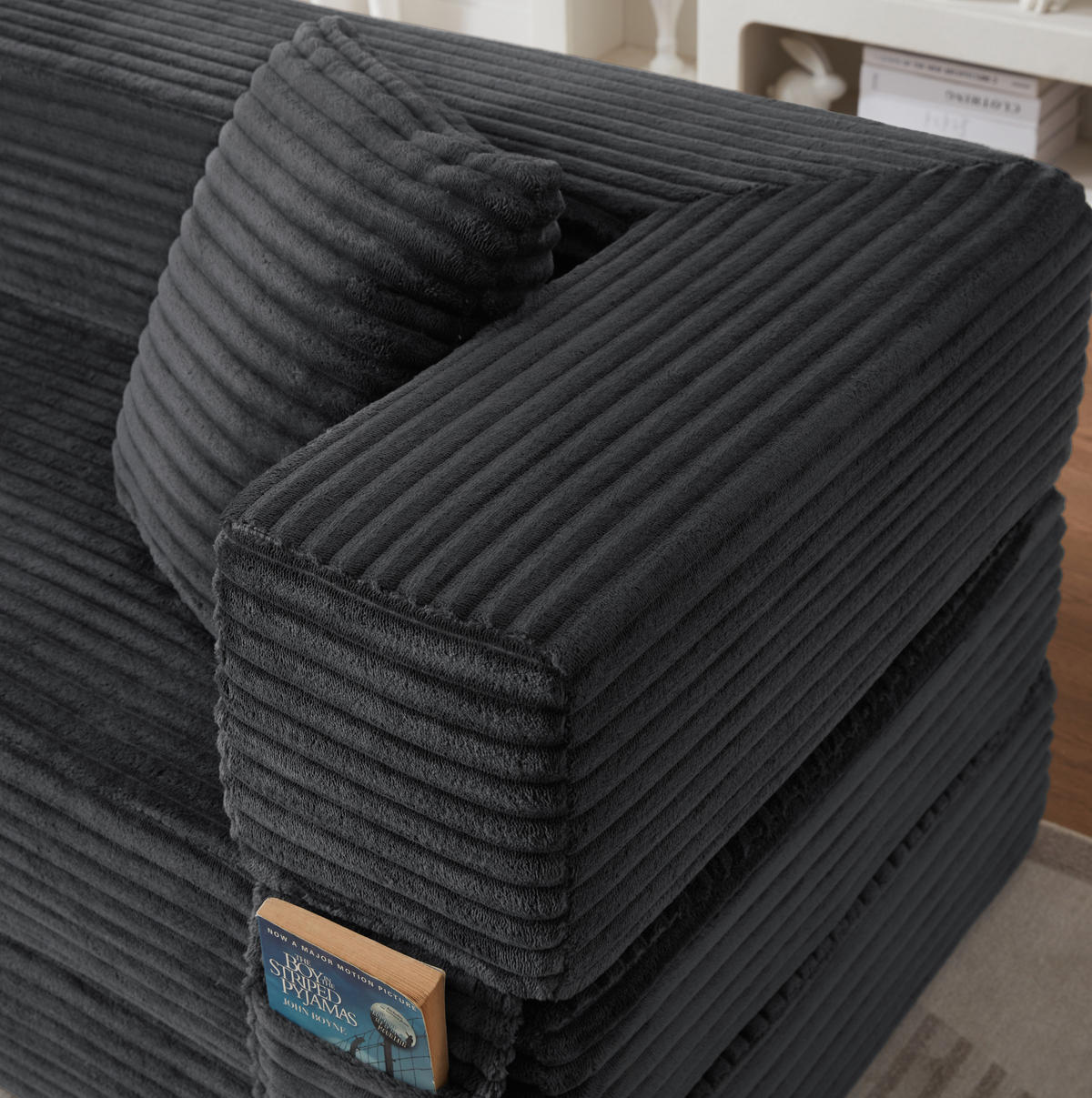 SOFA mit Schlaffunktion Cord Dunkelgrau - Dunkelgrau, Kunststoff (76/60/200cm) - Meubliv