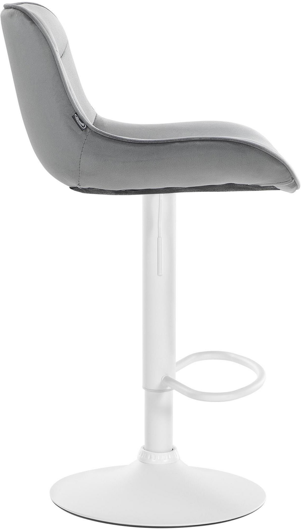 BARHOCKER 2er Set Samt grau - Weiß/Grau, Textil/Metall (49/85/51cm) - CLP