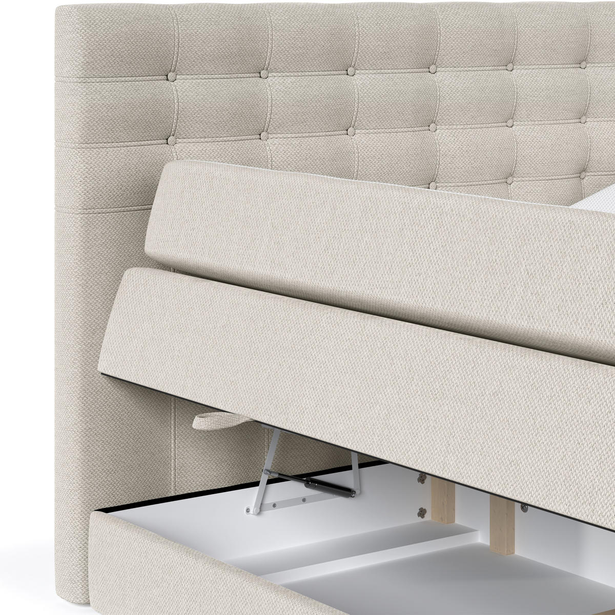 BOXSPRINGBETT Blend Beige 180/200 cm mit Matratze - Beige/Schwarz, Holz/Holzwerkstoff (180/200cm) - Maison de Reve
