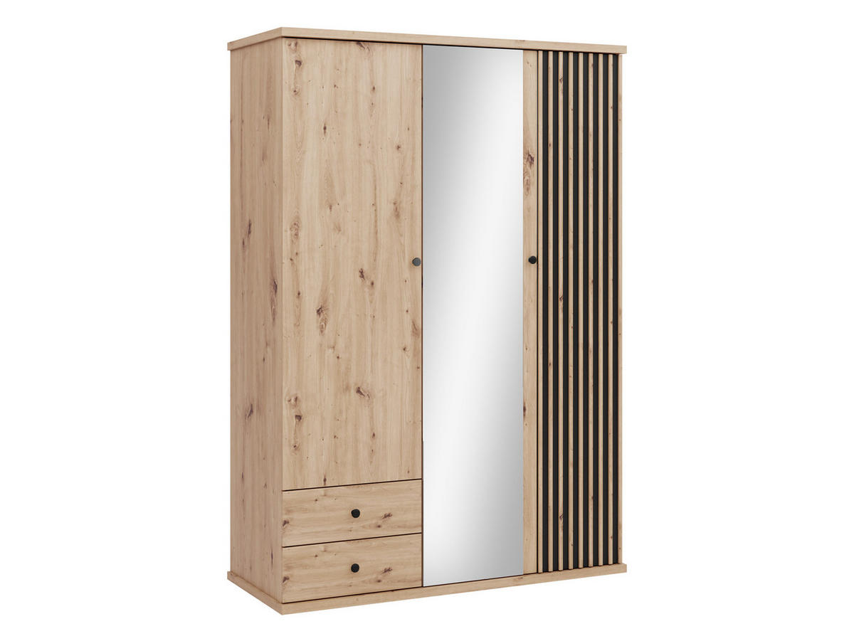 KLEIDERSCHRANK Cali C-23 - Schwarz/Eiche Artisan, Holzwerkstoff/Kunststoff (150/213/60cm) - MIRJAN24