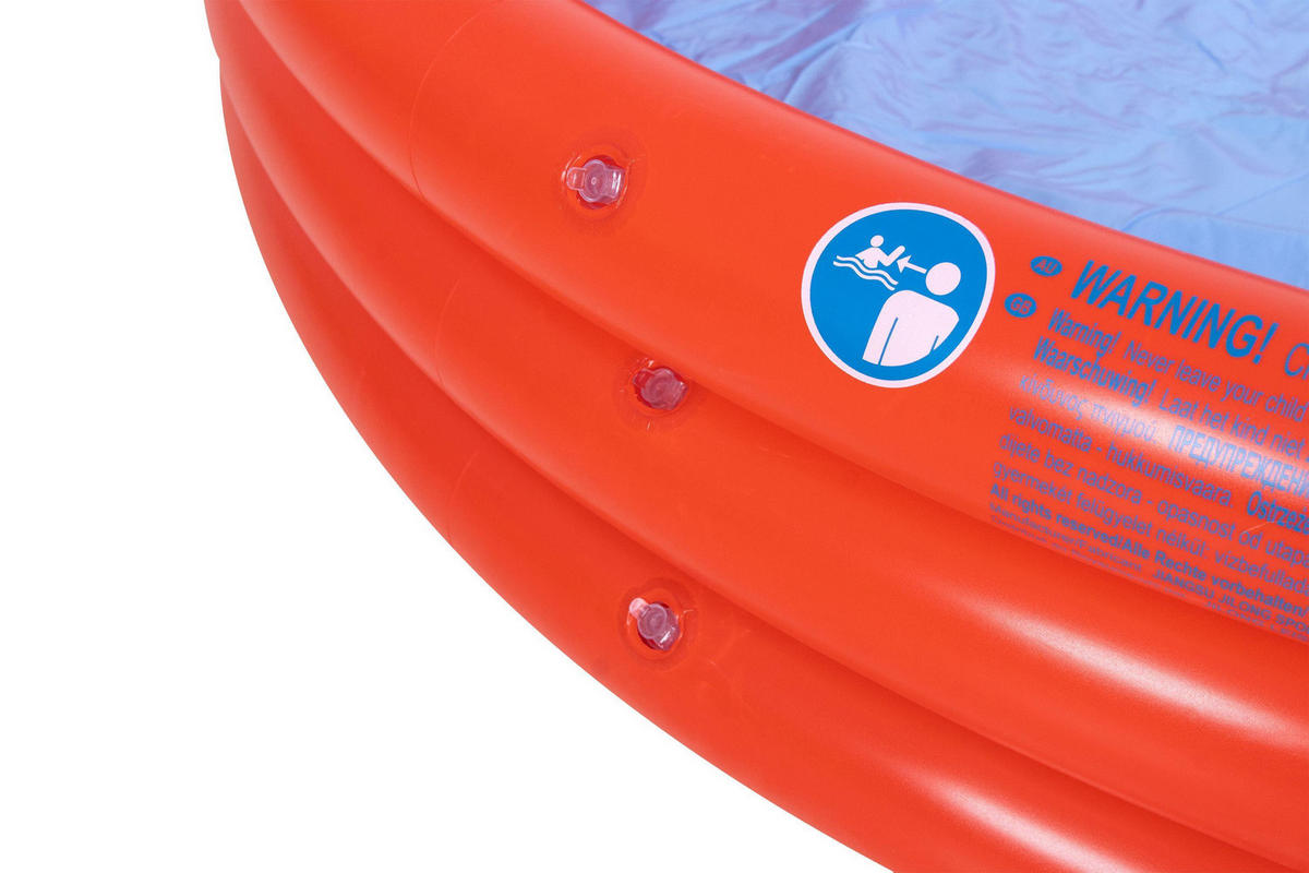 PLANSCHBECKEN aufblasbarer 3-Ring Kids Pool 122x25 cm, rot - Rot, Kunststoff (122/122/25cm) - Avenli