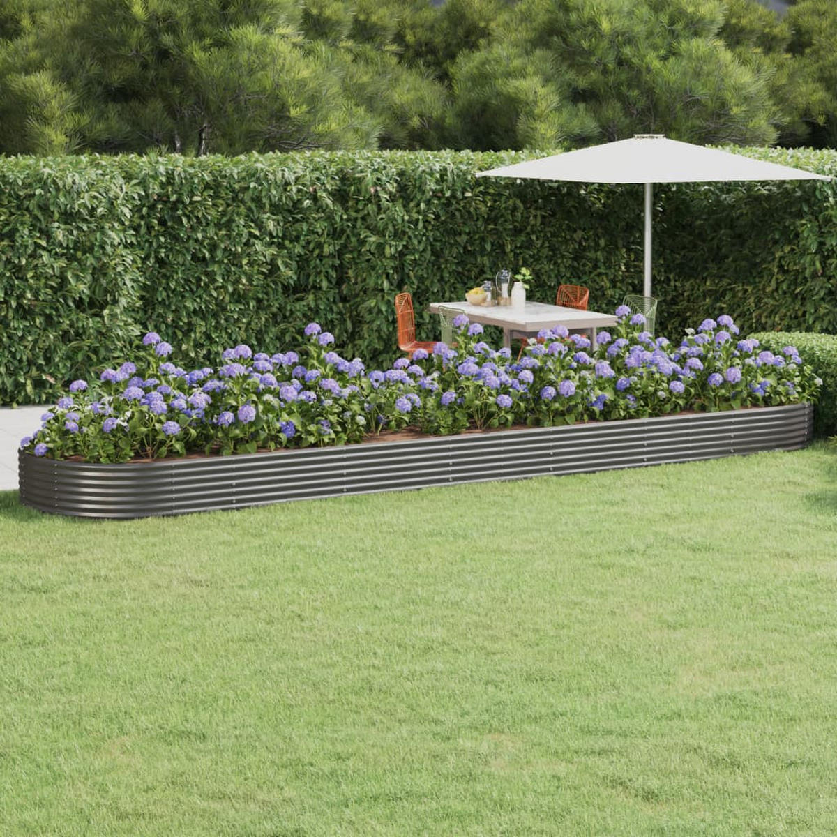 HOCHBEET Verzinkter Stahl 600x140x36 cm Grau - Grau, Metall (140/36/600cm) - furnicato