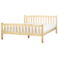 BETT mit Lattenrost 160x200 cm Heller Holzfarbton Giverny - Hellbraun, Holz (160/200cm) - Beliani