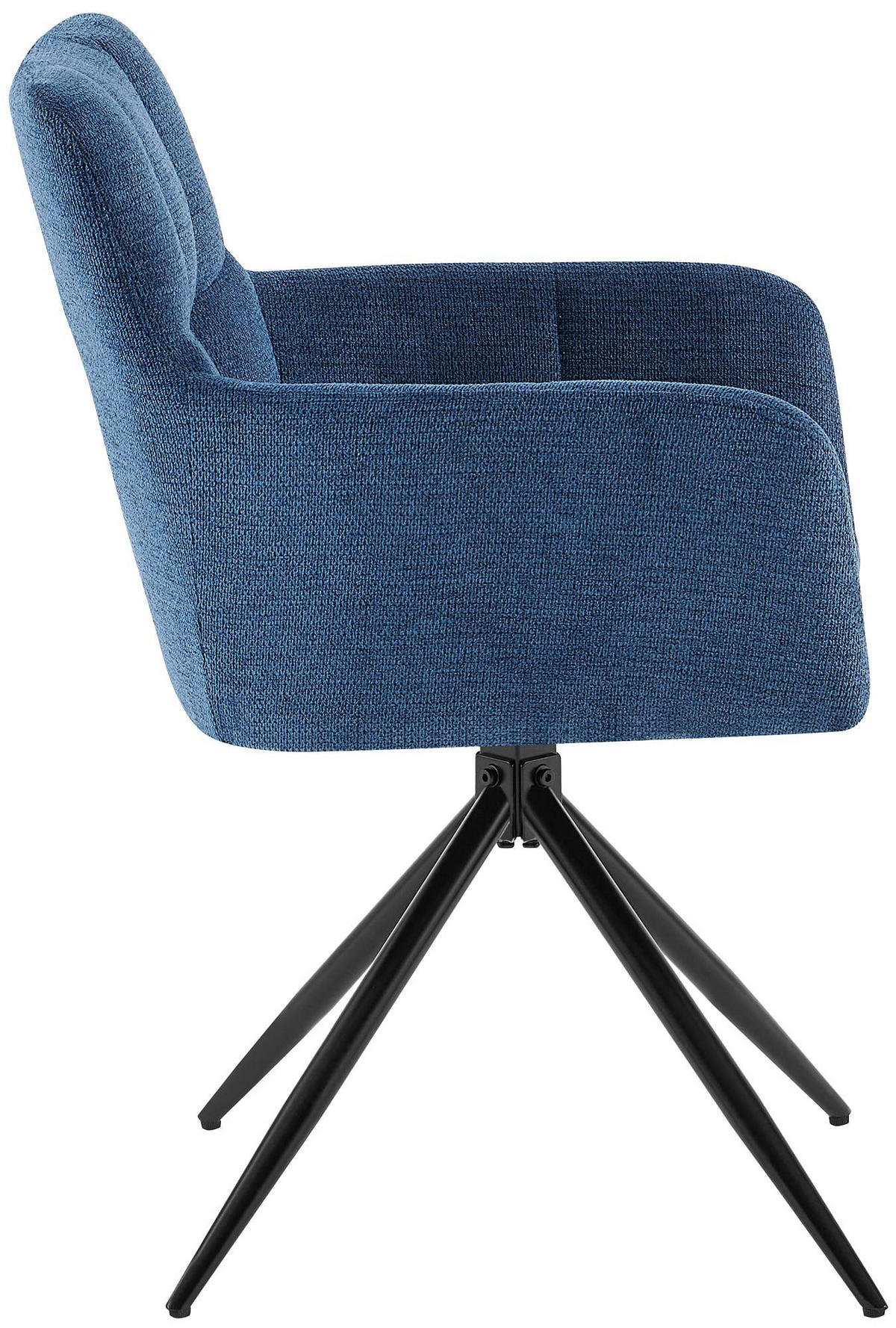 ARMLEHNENSTUHL 2er Set Stoff Dunkelblau - Schwarz/Dunkelblau, Textil/Metall (59/87/59cm) - CLP